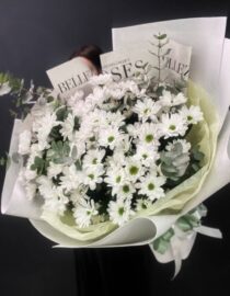 White Daisy and Eucalyptus Bouquet - Fresh Floral Arrangement