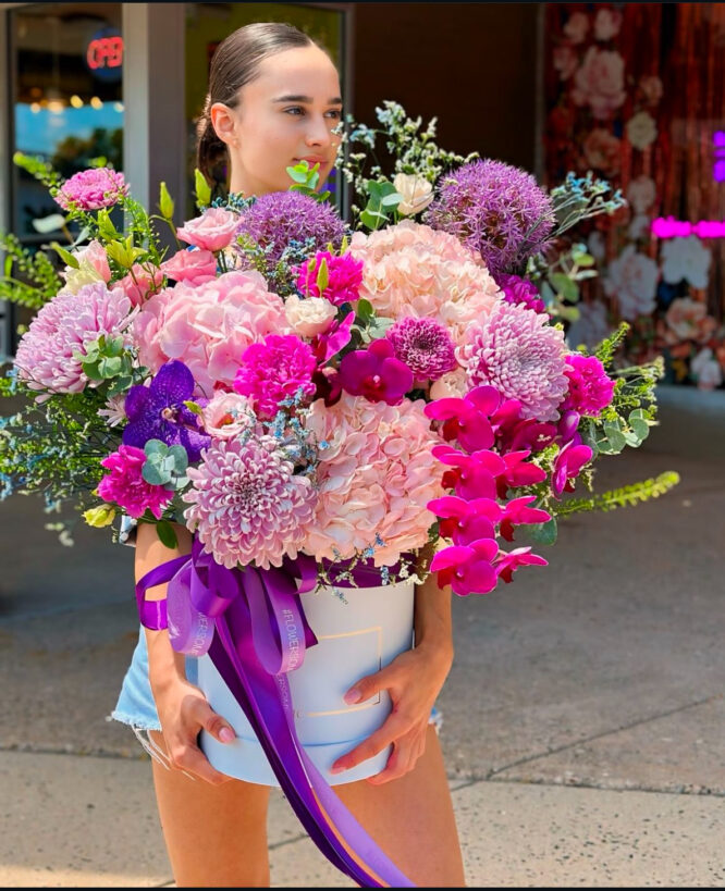 F3 Luxury Pink and Purple Orchid Flower Box