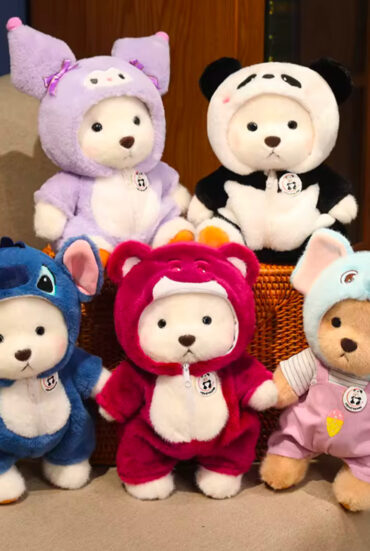 30 cm Kawaii Clothed Plush Bear with Movable Limbs