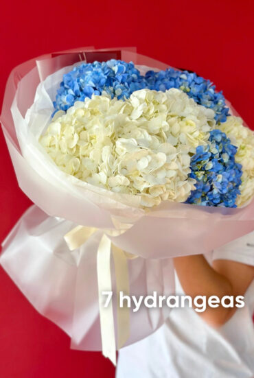 Colombian Blue and White Hydrangeas – Fresh and Elegant Floral Bouquet